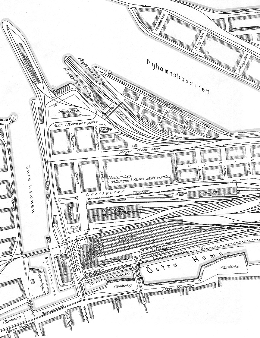 Spårplan för västra delen av Malmö C 1933